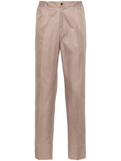 Kiton Elasticated-waistband Tapered Trousers In Brown