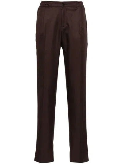 Kiton Elasticated-waistband Tapered Trousers In Brown