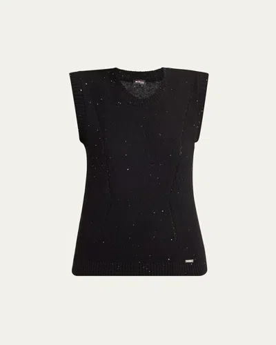 Kiton Embellished Cashmere Sleeveless Sweater In Black
