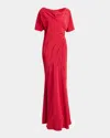 Kiton Embellished Cowl-neck Gown In Red