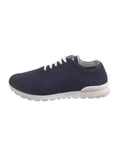 Pre-owned Kiton Embroidered Accent Sneakers In Blue