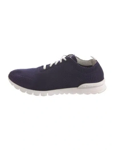 Pre-owned Kiton Embroidered Accent Sneakers In Blue