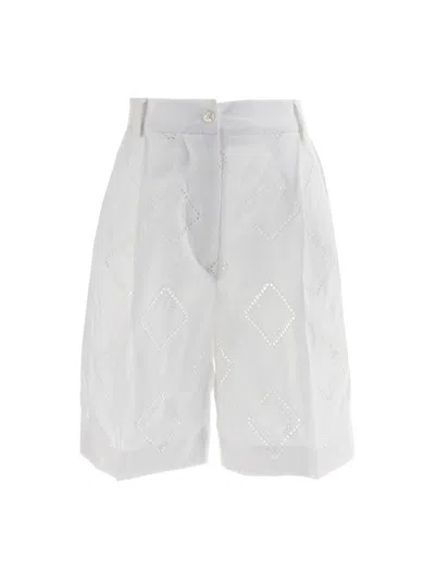KITON KITON EMBROIDERED LINEN BERMUDA SHORTS