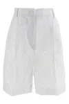 Kiton Embroidered Linen Bermuda Shorts Bermuda And Short White In White