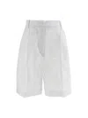 KITON EMBROIDERED LINEN BERMUDA SHORTS BERMUDA AND SHORT WHITE