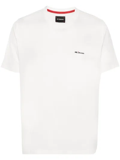 Kiton Embroidered-logo Cotton T-shirt In White