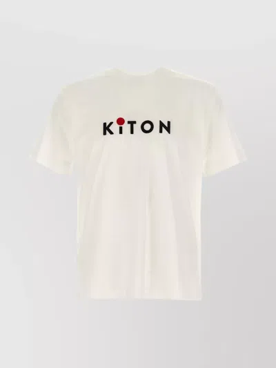 Kiton Embroidered Logo Crew Neck T-shirt In White