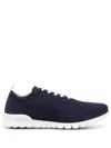 Kiton Embroidered Logo Low-top Sneakers In Blue