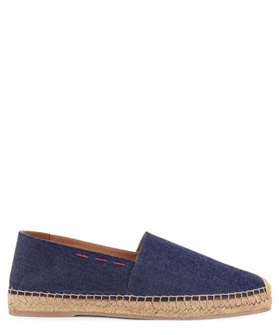Kiton Denim Espadrillas With Lateral Stitching In Blue