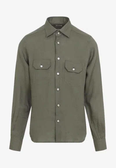 Kiton Essential Long-sleeved Shirt In Green