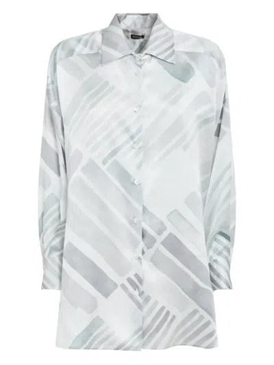 KITON ETHNIC BRUSH-PATTERN SILK SHIRT