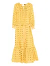 Kiton Eyelet-embroidered Tiered Maxi Dress In Yellow