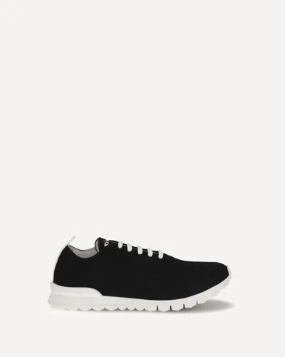 Kiton Mesh Upper Sneakers Rubber Sole In Black