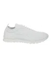 Kiton Fabric-textured White Sneakers With Logo Tongue