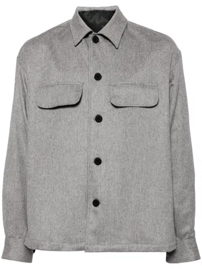 Kiton Felted Cashmere-blend Shirt In Grau