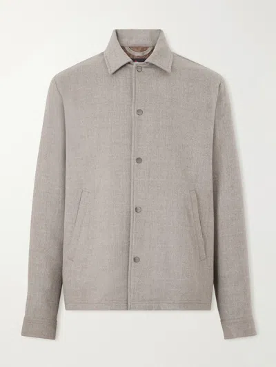 Kiton Felted Wool-blend Blouson Jacket In Gray