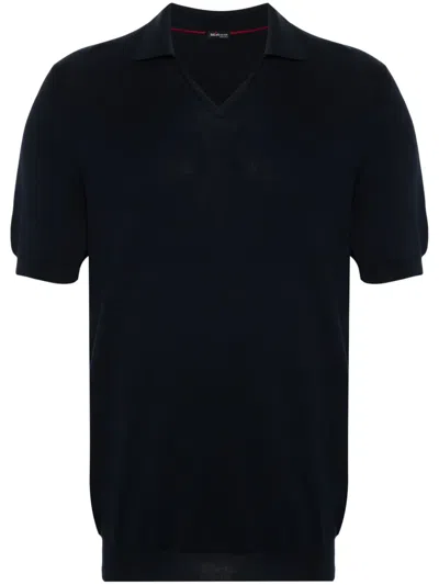Kiton Fine-knit Cotton Polo Shirt In Blue