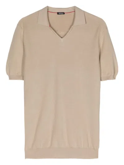Kiton Fine-knit Cotton Polo Shirt In Neutrals