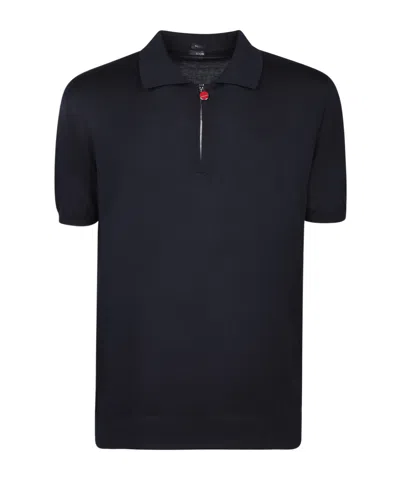 Kiton Blue Polo Zip In Black