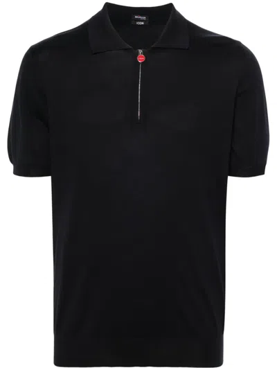 Kiton Fine-ribbed Cotton Polo Shirt In Blue