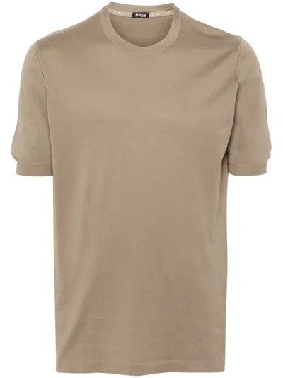 Kiton Fine-ribbed T-shirt In Brown