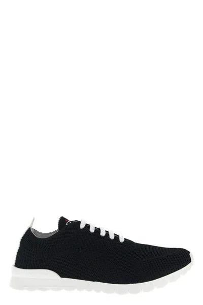 Kiton Perforated Fabric Slip-on Sneakers In Nero