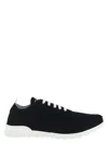 Kiton Perforated Fabric Slip-on Sneakers In Black