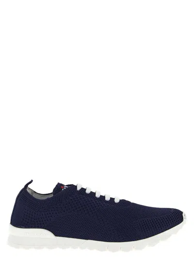 Kiton Embroidered Logo Low-top Sneakers In Navy