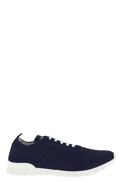 Kiton Embroidered Logo Low-top Sneakers In Navy