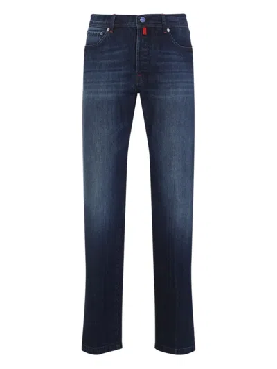 Kiton Tailored Blue Trousers In Cotton Blend