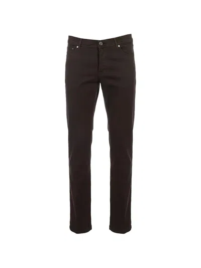 Kiton Five-pocket Straight-leg Trousers In Brown