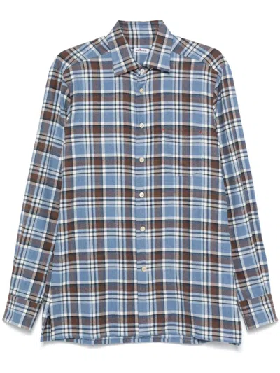 Kiton Flannel Shirt In Blau