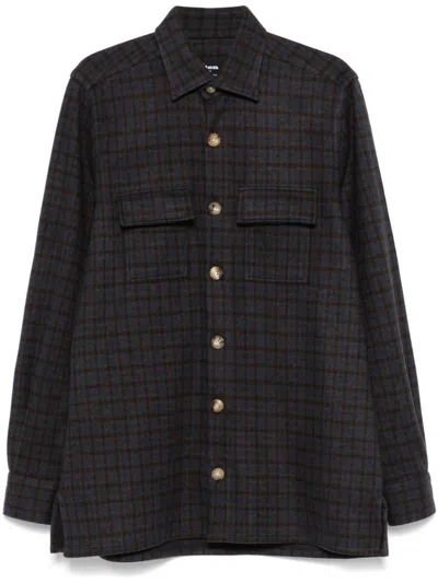Kiton Flannel Shirt In Brown