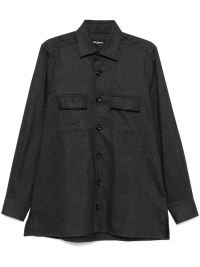 Kiton Flannel Shirt In Grey