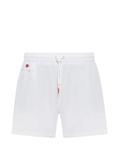 Kiton Short Swimsuit In Lightweight Technical Fabric In White