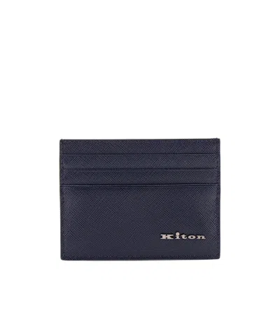 Kiton Saffiano Leather Bi-fold Wallet In Black
