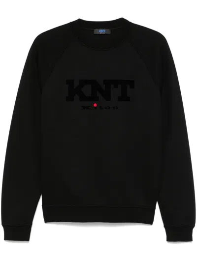 Kiton Flocked-logo Sweatshirt In Black  