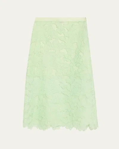 Kiton Floral Embroidered Applique Midi Skirt In Green
