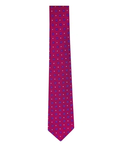 Kiton Floral-patterned Silk Tie In Red