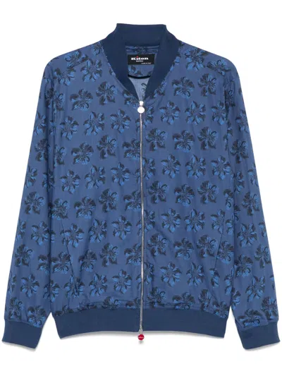 Kiton Floral-print Bomber Jacket In Blue