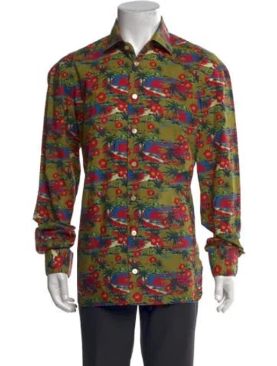 Pre-owned Kiton Floral Print Long Sleeve Dress Shirt In Multi