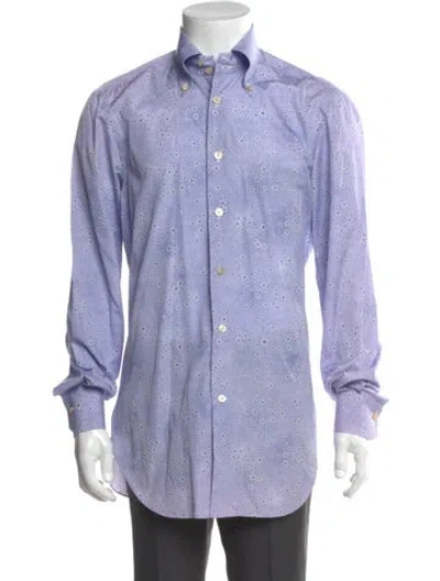 Pre-owned Kiton Floral Print Long Sleeve Shirt In Purple