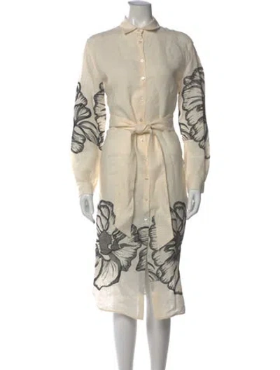 Pre-owned Kiton Floral Print Midi Length Dress In Neutral