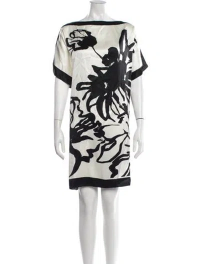 Pre-owned Kiton Floral Print Mini Dress In Black