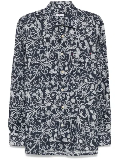 Kiton Floral-print Shirt In Blue