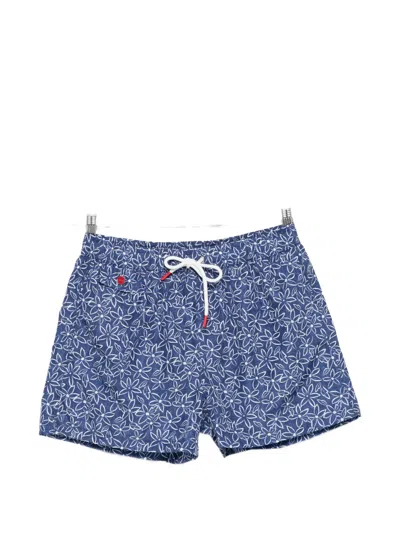 Kiton Floral-print Swim Shorts In Blue