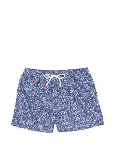 Kiton Floral-print Swim Shorts In Blue