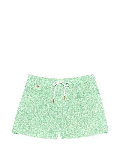 Kiton Floral Print Swim Shorts In Green