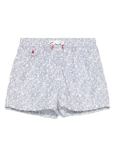 Kiton Floral-print Swim Shorts In White