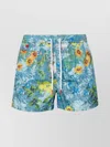 Kiton Floral Print Swim Shorts With Drawstring Waistband